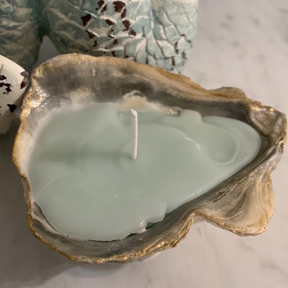 Shabby Chic Boho Shell Decor - Handmade Soy Wax Candle in a Seashell - Picture 9 of 15